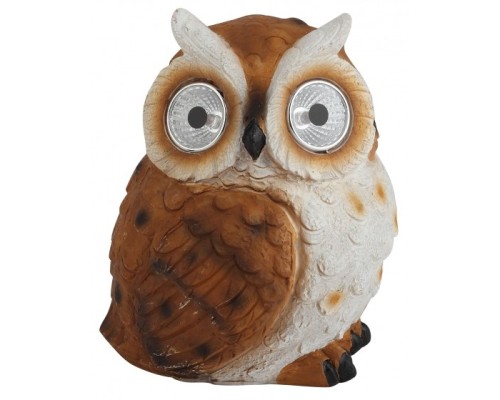 [садовые фонари] ЭРА Б0044843 ERAFYS01-11 Садовый светильник Филин рыжий на солнечной батарее, полистоун, 13 см