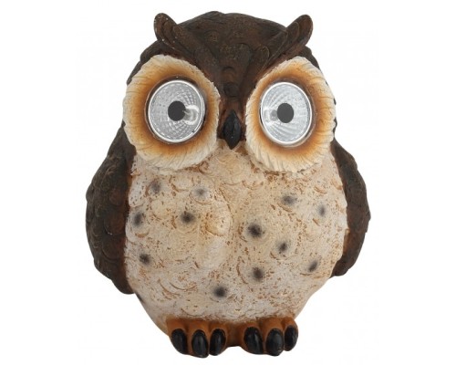 [садовые фонари] ЭРА Б0044844 ERAFYS01-12 Садовый светильник Сова коричневая на солнечной батарее, полистоун, 13 см