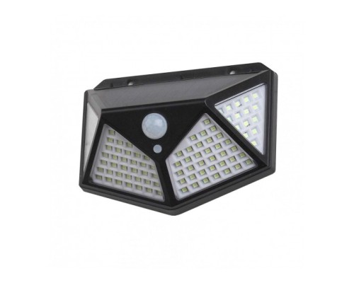 [садовые фонари] ЭРА Б0045270 ERAFS100-04 Фасадный светильник с датч. движ. и 4-мя плоск. освещ., на солн. бат.100 LED,300 l
