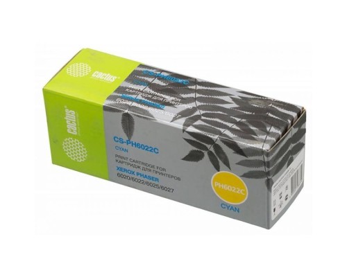 [расходные материалы] Тонер Картридж Cactus CS-PH6022C 106R02760 голубой для Xerox Phaser 6020/6022/WC6025/6027 (1000стр.)