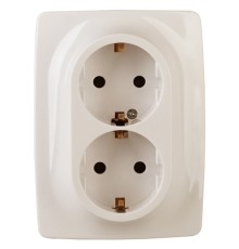 Эра Б0038809 12-2006-02 Розетка 2X2P+E Schuko, 16А-250В, б.л., Эра12, слоновая кость