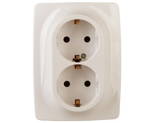 [ЭРА Розетки, выключатели] Эра Б0038809 12-2006-02 Розетка 2X2P+E Schuko, 16А-250В, б.л., Эра12, слоновая кость