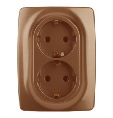 Эра Б0031236 12-2106-14 Розетка 2X2P+E Schuko, 16A-250В, IP20, Эра12, медь