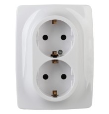 Эра Б0036442 12-2108-01 Розетка 2X2P+E Schuko со шторками, 16A-250В, IP20, Эра12, белый