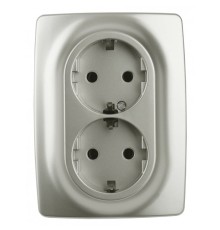 Эра Б0036451 108-15 Розетка 2X2P+E Schuko со шторками, 16A-250В, IP20, Эра12, перламутр