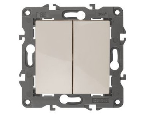[ЭРА Розетки, выключатели] Эра Б0034231 14-1104-02 Выключатель двойной, 10АХ-250В, IP20, Эра Elegance, сл.кость