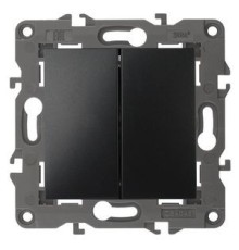 Эра Б0034234 14-1104-05 Выключатель двойной, 10АХ-250В, IP20, Эра Elegance, антрацит