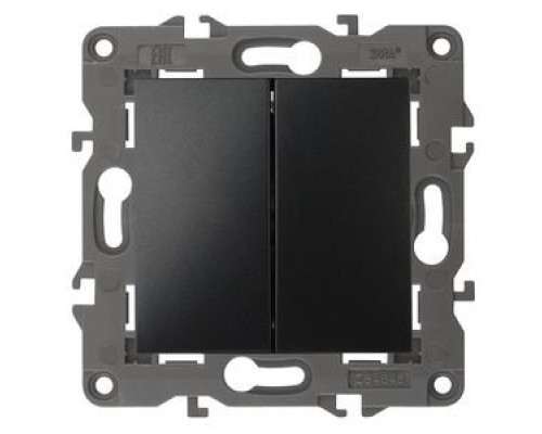 [ЭРА Розетки, выключатели] Эра Б0034234 14-1104-05 Выключатель двойной, 10АХ-250В, IP20, Эра Elegance, антрацит