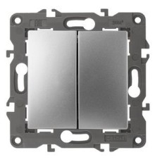 Эра Б0034245 14-1106-03 Переключатель двойной, 10АХ-250В, IP20, Эра Elegance, алюминий