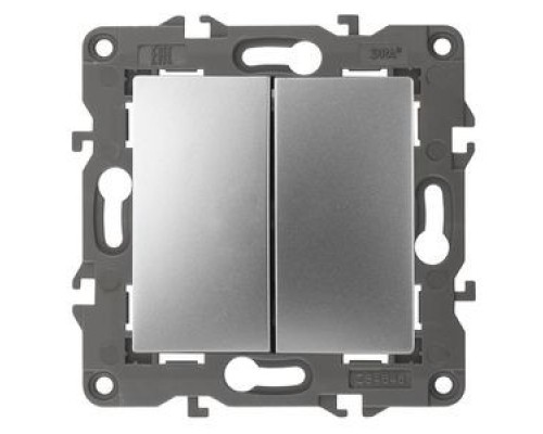[ЭРА Розетки, выключатели] Эра Б0034245 14-1106-03 Переключатель двойной, 10АХ-250В, IP20, Эра Elegance, алюминий