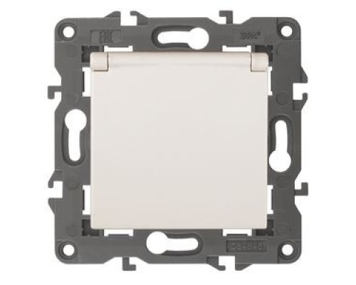 [ЭРА Розетки, выключатели] Эра Б0034279 14-2103-02 Розетка 2P+E Schuko со шторками с крышкой, 16A-250В, IP20, Эра Elegance, сл.кость