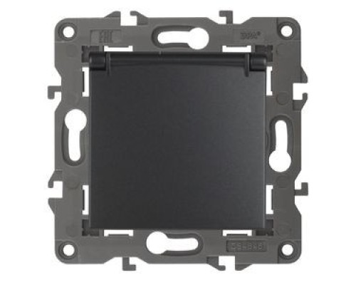 [ЭРА Розетки, выключатели] Эра Б0034282 14-2103-05 Розетка 2P+E Schuko со шторками с крышкой, 16A-250В, IP20, Эра Elegance, антрацит