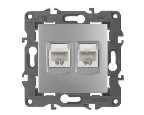 [ЭРА Розетки, выключатели] Эра Б0034310 14-3108-03 Розетка 2 х RJ45, IP20, алюминий