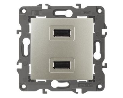 [ЭРА Розетки, выключатели] Эра Б0034371 14-4110-04 Устройство зарядное USB, 230В/5В-2100мА, IP20, Эра Elegance, шампань