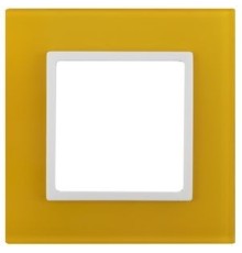 Эра Б0034476 14-5101-2 Рамка на 1 пост, стекло, Эра Elegance, жёлтый+бел