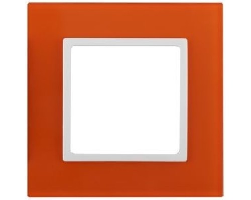 [ЭРА Розетки, выключатели] Эра Б0034477 14-5101-22 Рамка на 1 пост, стекло, Эра Elegance, оранжевый+бел