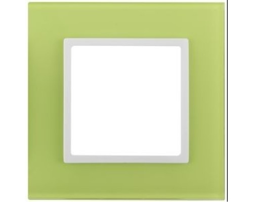 [ЭРА Розетки, выключатели] Эра Б0034480 14-5101-26  Рамка на 1 пост, стекло, Эра Elegance, лайм+бел
