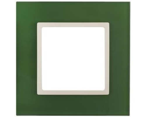 [ЭРА Розетки, выключатели] Эра Б0034481 14-5101-27 Рамка на 1 пост, стекло, Эра Elegance, зелёный+сл.кость