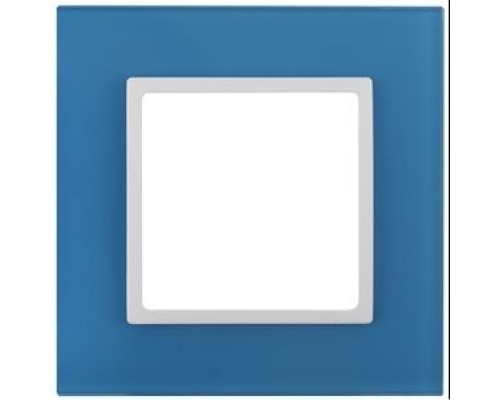 [ЭРА Розетки, выключатели] Эра Б0034482 14-5101-28 Рамка на 1 пост, стекло, Эра Elegance, голубой+бел
