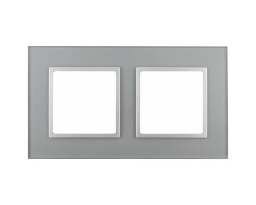 [ЭРА Розетки, выключатели] Эра Б0034490 14-5102-03 Рамка на 2 поста, стекло, Эра Elegance, алюминий+алюм