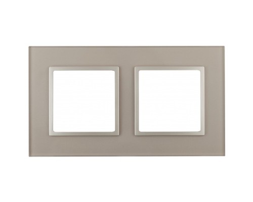[ЭРА Розетки, выключатели] Эра Б0034491 14-5102-04 Рамка на 2 поста, стекло, Эра Elegance, шампань+шамп