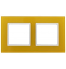 Эра Б0034494 14-5102-21 Рамка на 2 поста, стекло, Эра Elegance, жёлтый+бел