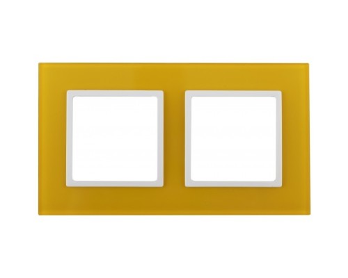 [ЭРА Розетки, выключатели] Эра Б0034494 14-5102-21 Рамка на 2 поста, стекло, Эра Elegance, жёлтый+бел