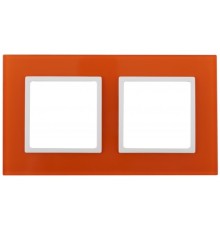 Эра Б0034495 14-5102-22 Рамка на 2 поста, стекло, Эра Elegance, оранжевый+бел