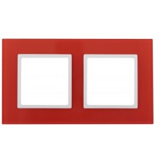 Эра Б0034496 14-5102-23 Рамка на 2 поста, стекло, Эра Elegance, красный+бел