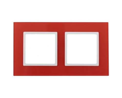 [ЭРА Розетки, выключатели] Эра Б0034496 14-5102-23 Рамка на 2 поста, стекло, Эра Elegance, красный+бел