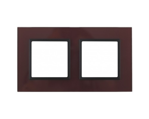 [ЭРА Розетки, выключатели] Эра Б0034497 14-5102-25 Рамка на 2 поста, стекло, Эра Elegance, бордо+антр