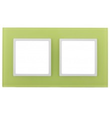 Эра Б0034498 14-5102-26 Рамка на 2 поста, стекло, Эра Elegance, лайм+бел