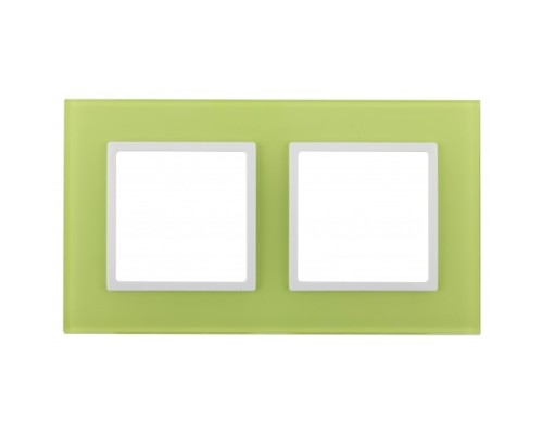 [ЭРА Розетки, выключатели] Эра Б0034498 14-5102-26 Рамка на 2 поста, стекло, Эра Elegance, лайм+бел