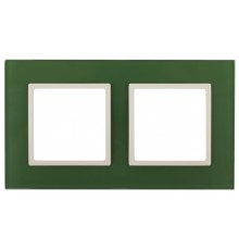 Эра Б0034499 14-5102-27 Рамка на 2 поста, стекло, Эра Elegance, зелёный+сл.кость