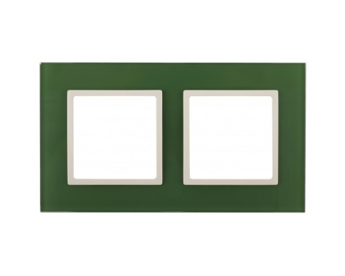 [ЭРА Розетки, выключатели] Эра Б0034499 14-5102-27 Рамка на 2 поста, стекло, Эра Elegance, зелёный+сл.кость