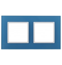 Эра Б0034500 14-5102-28 Рамка на 2 поста, стекло, Эра Elegance, голубой+бел