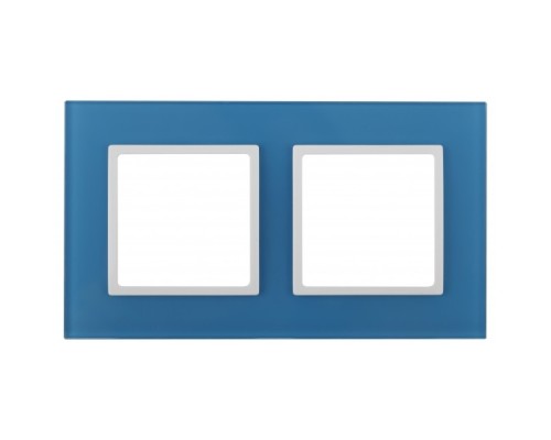[ЭРА Розетки, выключатели] Эра Б0034500 14-5102-28 Рамка на 2 поста, стекло, Эра Elegance, голубой+бел