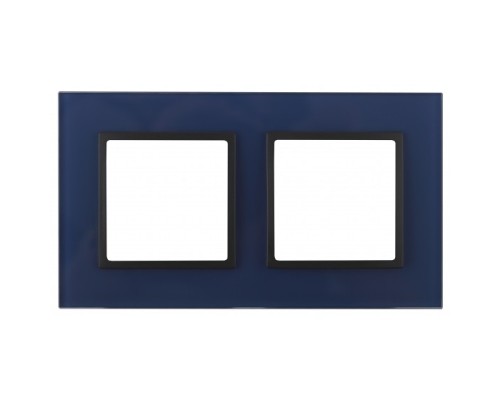 [ЭРА Розетки, выключатели] Эра Б0034501 14-5102-29 Рамка на 2 поста, стекло, Эра Elegance, синий+антр
