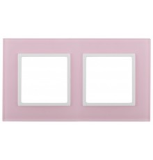 Эра Б0034502 14-5102-30 Рамка на 2 поста, стекло, Эра Elegance, розовый+бел
