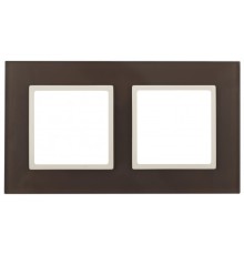 Эра Б0034503 14-5102-31 Рамка на 2 поста, стекло, Эра Elegance, мокко+сл.к