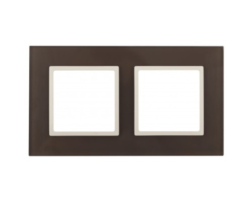[ЭРА Розетки, выключатели] Эра Б0034503 14-5102-31 Рамка на 2 поста, стекло, Эра Elegance, мокко+сл.к