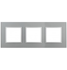 Эра Б0034508 14-5103-03 Рамка на 3 поста, стекло, Эра Elegance, алюминий+алюм