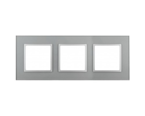 [ЭРА Розетки, выключатели] Эра Б0034508 14-5103-03 Рамка на 3 поста, стекло, Эра Elegance, алюминий+алюм