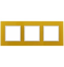 Эра Б0034512 14-5103-21 Рамка на 3 поста, стекло, Эра Elegance, жёлтый+бел