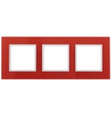 Эра Б0034514 14-5103-23 Рамка на 3 поста, стекло, Эра Elegance, красный+бел