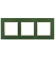 Эра Б0034517 14-5103-27 Рамка на 3 поста, стекло, Эра Elegance, зелёный+сл.кость