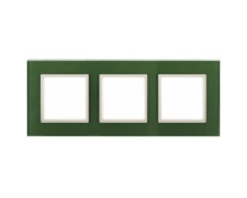 [ЭРА Розетки, выключатели] Эра Б0034517 14-5103-27 Рамка на 3 поста, стекло, Эра Elegance, зелёный+сл.кость