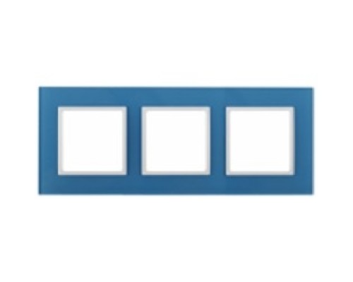 [ЭРА Розетки, выключатели] Эра Б0034518 14-5103-28 Рамка на 3 поста, стекло, Эра Elegance, голубой+бел