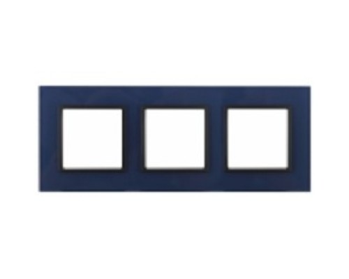 [ЭРА Розетки, выключатели] Эра Б0034519 14-5103-29 Рамка на 3 поста, стекло, Эра Elegance, синий+антр