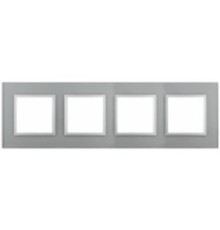 Эра Б0034526 14-5104-03 Рамка на 4 поста, стекло, Эра Elegance, алюминий+алюм